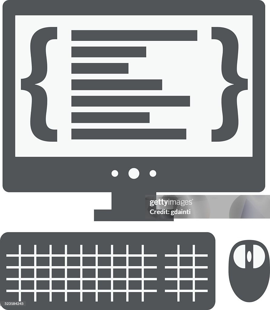 Computer Having Code Vector Images Hd Vector Personal Computer With Programming Code High-Res Vector Graphic ...