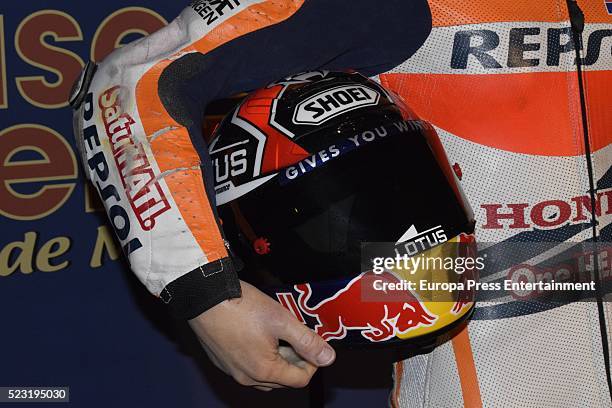 Moto GP rider Marc Marquez's wax figure is displayed at Wax Museum on April 21, 2016 in Madrid, Spain.