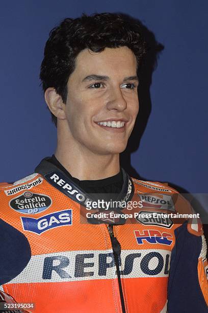 Moto GP rider Marc Marquez's wax figure is displayed at Wax Museum on April 21, 2016 in Madrid, Spain.