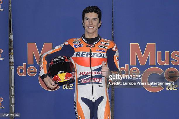 Moto GP rider Marc Marquez's wax figure is displayed at Wax Museum on April 21, 2016 in Madrid, Spain.