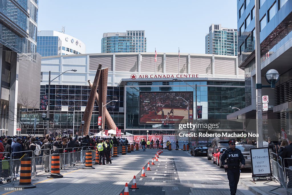 NBA: Raptors fans outside ACC to watch play off game 1. The...