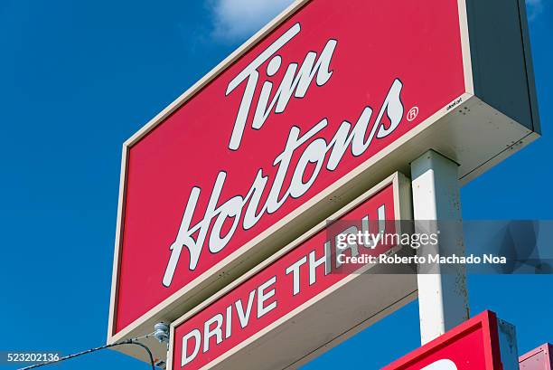 Tim Horton's drive through sign: Tim Horton is known all over Canada for serving hot and delicious coffee specially in winter time.