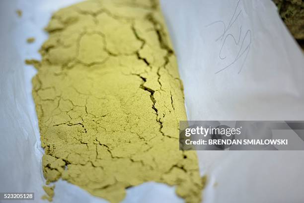 Concentrate from marijuana plants is seen at Alternative Solutions, a DC area medical marijuana producer, April 20, 2016 in Washington, DC. / AFP /...