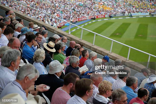 Reading a book in the Bedser stand during day two of the 5th Ashes test match England v Australia at The Oval on August 21st 2015 in London