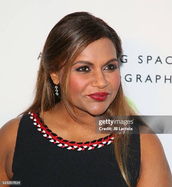 Mindy Kaling attends the opening of REFUGEE Exhibit at Annenberg Space For Photography on April 21, 2016 in Century City, California. (