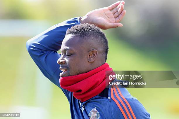 Lamine Kone during Sunderland AFC training session at The Academy of Light on April 22, 2016 in Sunderland, England.