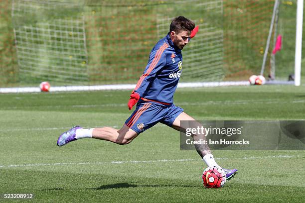 Fabio Borini warms up during Sunderland AFC training session at The Academy of Light on April 22, 2016 in Sunderland, England.