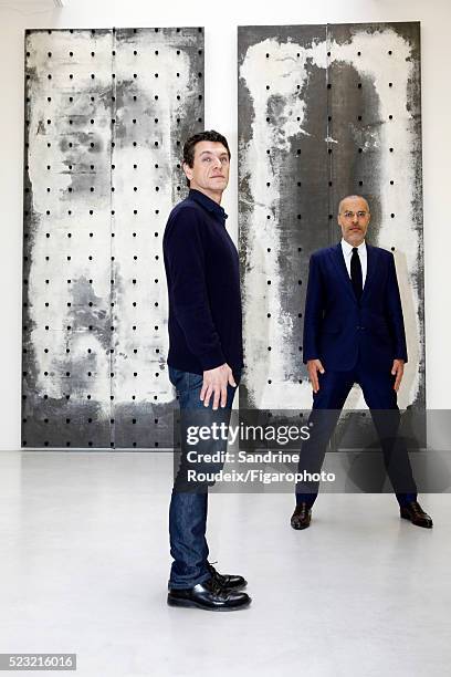 Singer Marc Lavoine and gallery owner Kamel Mennour are photographed for Madame Figaro on February 15, 2016 in Paris, France. CREDIT MUST READ:...