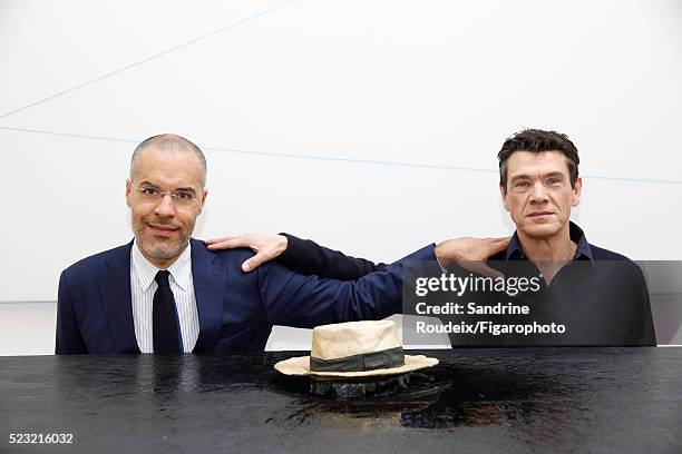 Singer Marc Lavoine and gallery owner Kamel Mennour are photographed for Madame Figaro on February 15, 2016 in Paris, France. CREDIT MUST READ:...