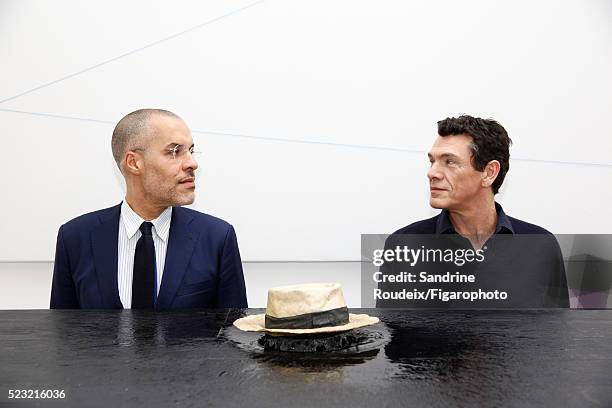 Singer Marc Lavoine and gallery owner Kamel Mennour are photographed for Madame Figaro on February 15, 2016 in Paris, France. CREDIT MUST READ:...