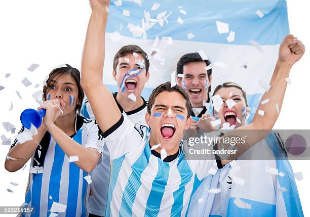 argentinean soccer fans - argentina supporters stockfoto's en -beelden