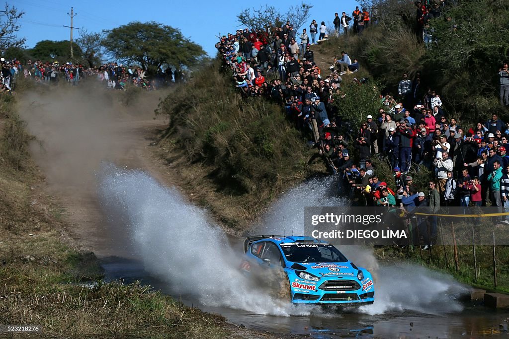 Henning Rally Driver Norwegian driver Henning Solberg steers his Ford Fiesta RS WRC with ...