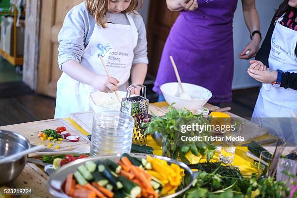 General view during the the cooking event 'Wie schmeckt das denn?' hosted by the magazine ZEIT Leo and cook Sarah Wiener at Kalkscheune on April 22,...