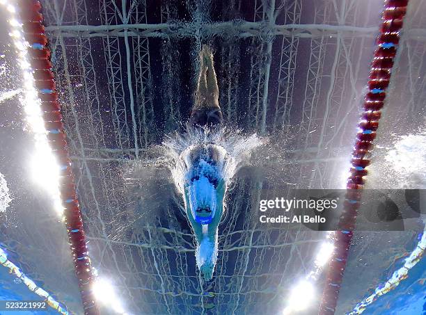 Larissa Oliveira of Brazil swims the Women's 200m Freestyle Heats swims the Finals during the Maria Lenk Trophy competition at the Aquece Rio Test...