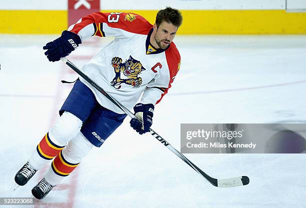 Willie Mitchell of the Florida Panthers warms up before playing in the game against the Philadelphia Flyers at Wells Fargo Center on November 6, 2014...