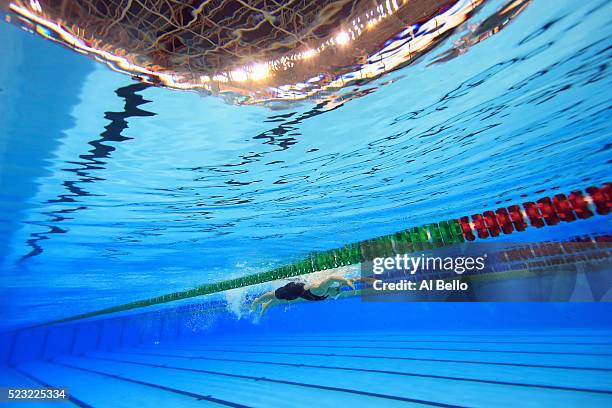 Gabriela Landim of Brazil competes in the Women's 200m Butterfly heats during the Maria Lenk Trophy competition at the Aquece Rio Test Event for the...