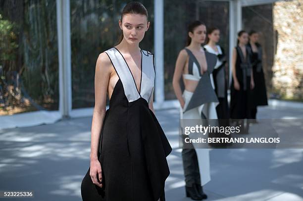 Models present to the jury creations of Swedish Amanda Svart during the 31st edition of the International Festival of Fashion and Photography at the...