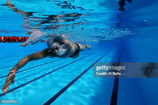 Joao De Lucca of Brazil trains in the warmup pool during the Maria Lenk Trophy competition at the Aquece Rio Test Event for the Rio 2016 Olympics at...