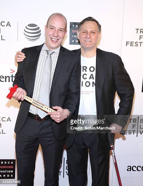 Co-founder of Tribeca Film Festival Craig Hatkoff poses for a photo with award recipient, Civil Liberty Defender Anthony D. Romero at Tribeca...