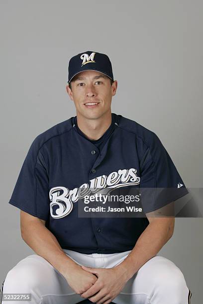 Chad Moeller of the Milwaukee Brewers poses for a portrait during photo day at Maryvale Stadium on March 1, 2005 in Phoenix, Arizona.