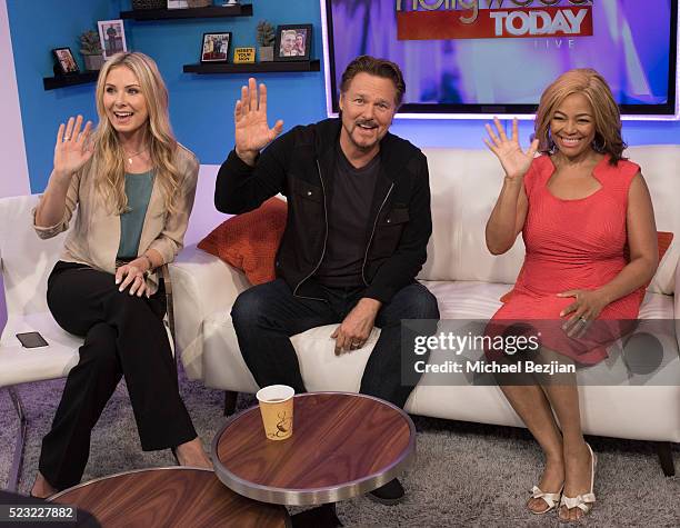 Actress Vanessa Evigan, actor Greg Evigan, and actress, singer, and director Kim Fields pose for portrait on set at Kim Fields And Sasha Farber...