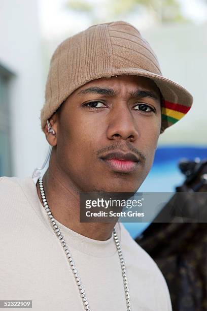 Actor Nick Cannon poses for a photo backstage during a taping for MTV Spring Break on the beach at The City nightclub March 8, 2005 in Cancun, Mexico.