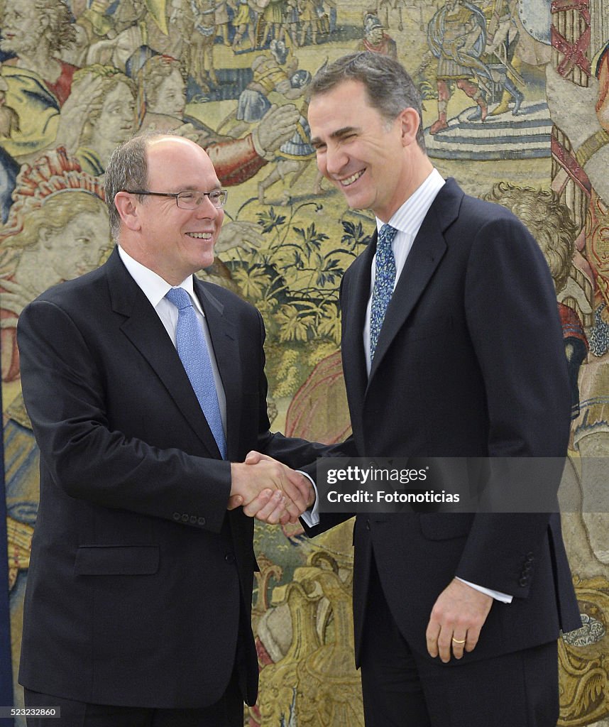 King Felipe of Spain Meets Prince Albert of Monaco