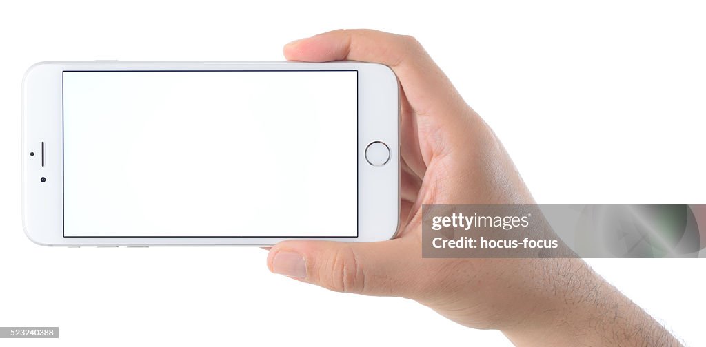 空白の画面を持つ手 iPhone 6 プラス