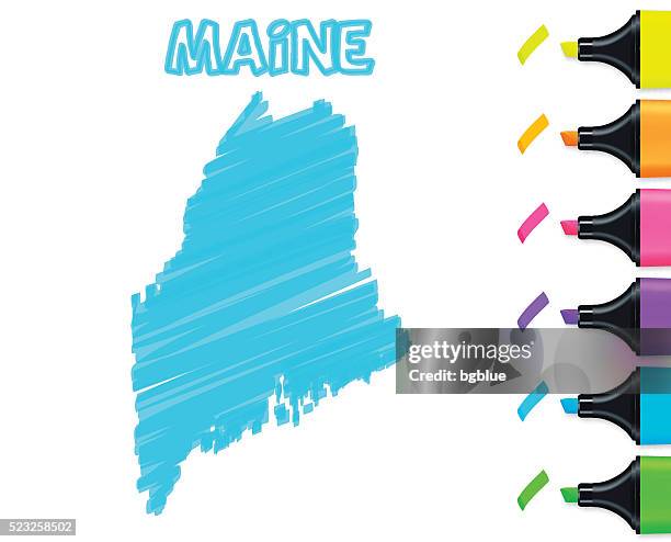 Blue&me Map 211 Maine Map Drawing Stock Photos, High-Res Pictures, and Images ...