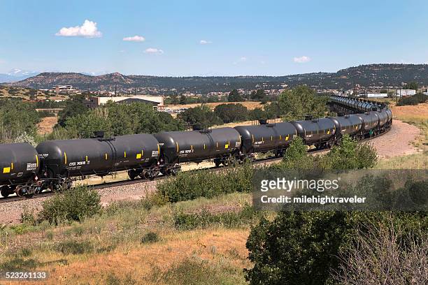 tank car train rolls through castle rock colorado - douglas county colorado stock pictures, royalty-free photos & images