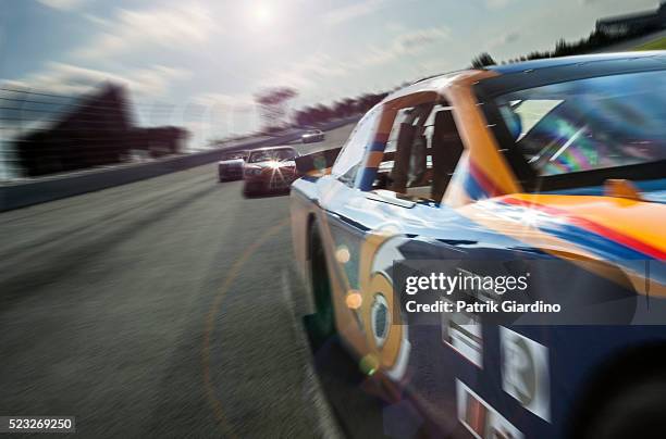 stock car race - racewagen stockfoto's en -beelden