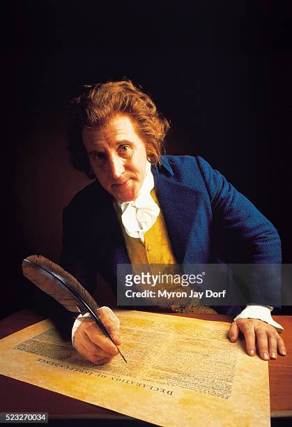man portraying thomas jefferson drafting the declaration of independence - thomas jefferson stock pictures, royalty-free photos & images