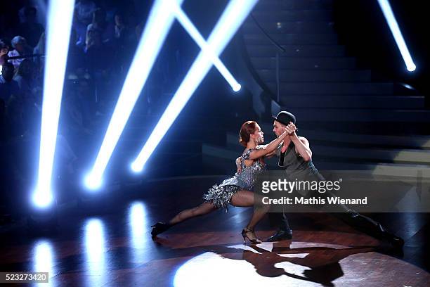 Eric Stehfest and Oana Nechiti perform on stage during the 6th show of the television competition 'Let's Dance' on April 22, 2016 in Cologne, Germany.
