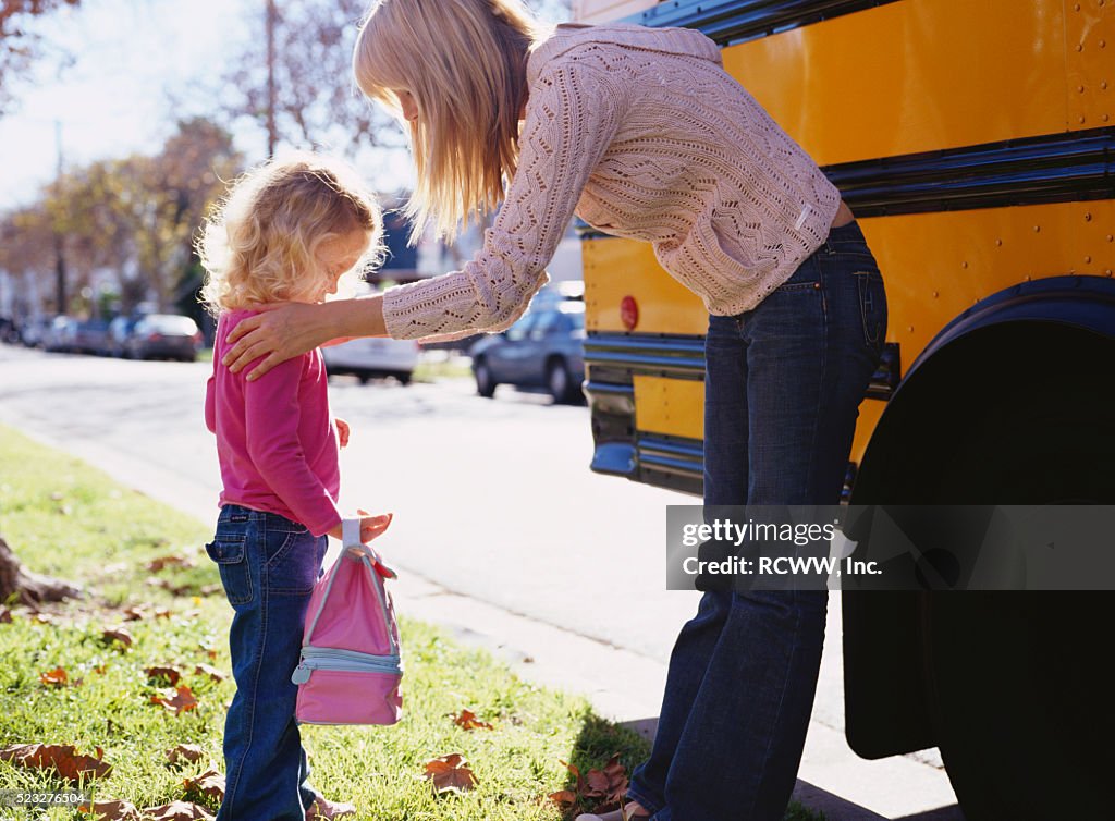 Mother Saying Goodbye to Daughter