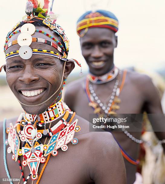 portrait of samburu tribesmen - turkana stockfoto's en -beelden