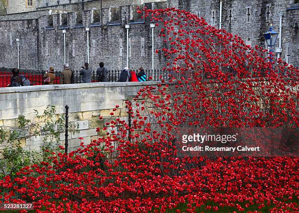 The Wave, poppies in Tower of London moat installation created by Paul Cummins to mark the outbreak of the First World War 100 years ago. 888,246...