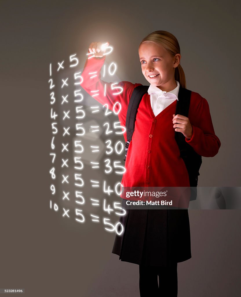 Doing Math Gi Schoolgirl Doing Imaginary Mathematics High-Res Stock Photo - Getty Images