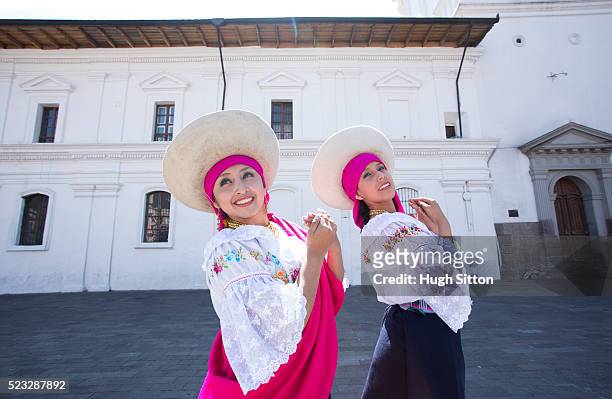 portrait of traditional ecuadorian dancers, quito. ecuador - quito stock pictures, royalty-free photos & images