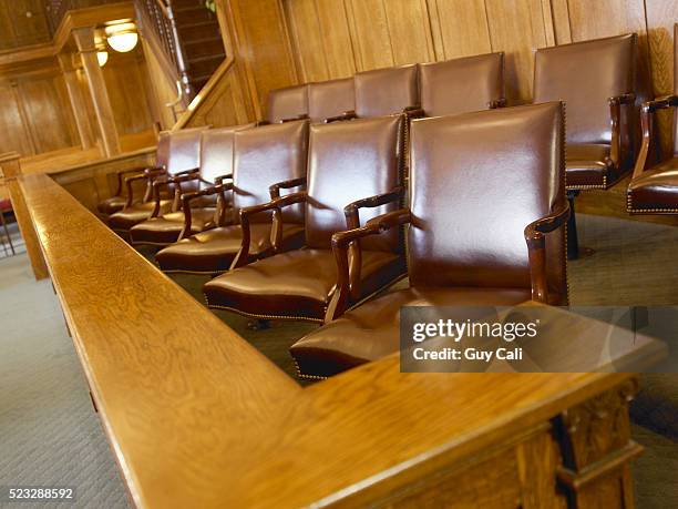 empty jury box - courtroom stock pictures, royalty-free photos & images