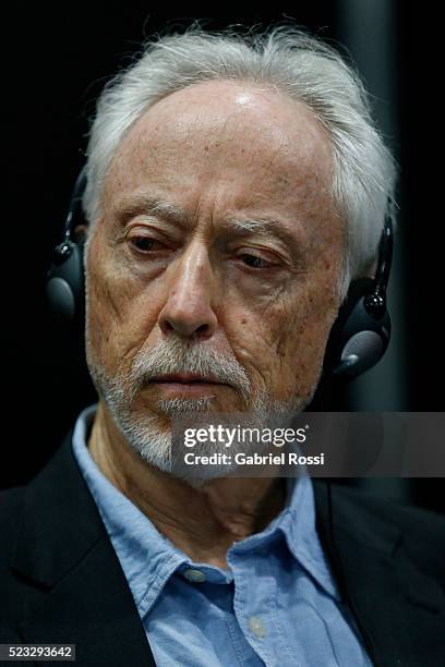 Nobel Laureate John M Coetzee looks on during day 2 of Buenos Aires International Book Fair at La Rural on April 22, 2016 in Buenos Aires, Argentina.