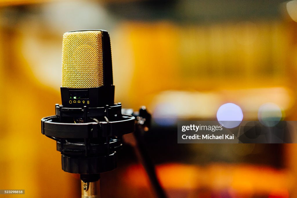 Studio microphone in recording studio