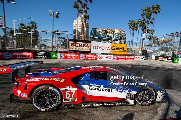 The Ford GT of Ryan Briscoe and Richard Westbrook races through a turn during the IMSA WeatherTech Series race at Toyota Grand Prix of Long Beach on...