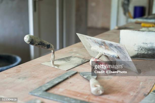 plasterer's tools - repairing stock pictures, royalty-free photos & images