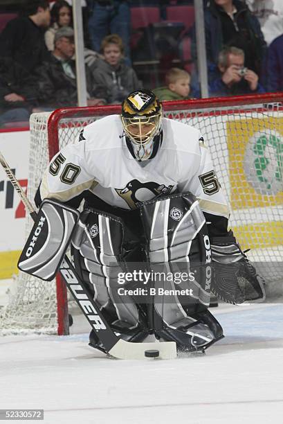 Player Martin Brochu of the Pittsburgh Penguins.