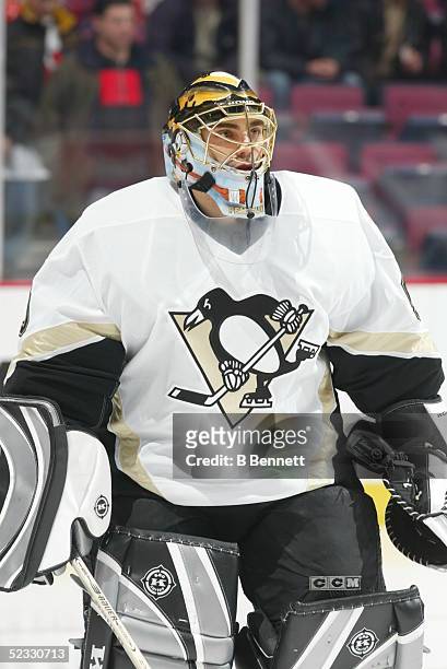 Player Martin Brochu of the Pittsburgh Penguins.