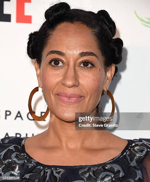 Tracee Ellis Ross arrives at the The Annenberg Space For Photography Presents "Refugee" at Annenberg Space For Photography on April 21, 2016 in...