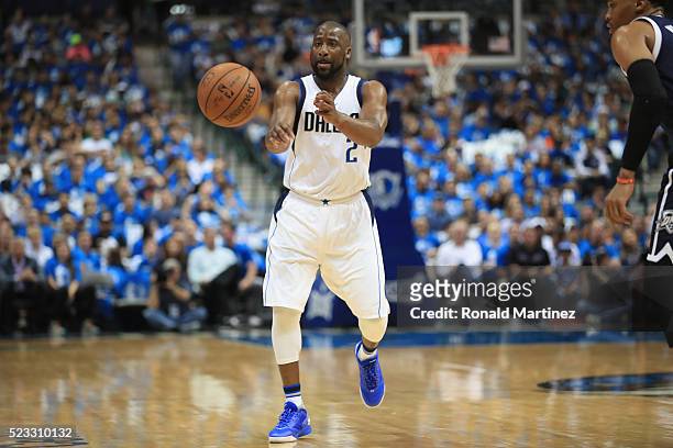 Raymond Felton of the Dallas Mavericks during game three of the Western Conference Quarterfinals of the 2016 NBA Playoffs at American Airlines Center...