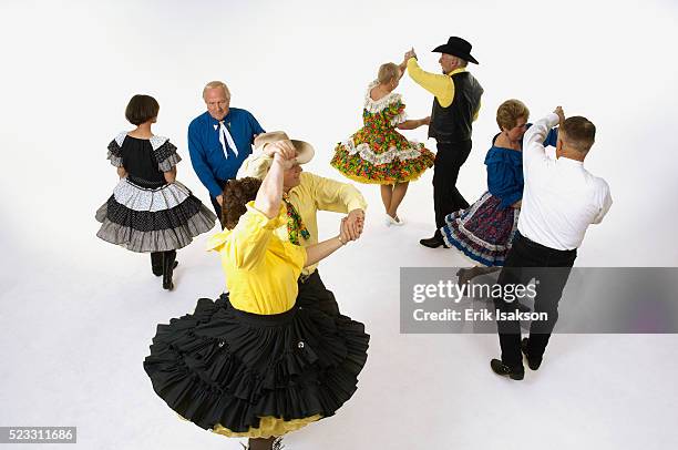 seniors square dancing - square dancing stock pictures, royalty-free photos & images