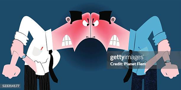 conflictual situation - old man fighting stock illustrations