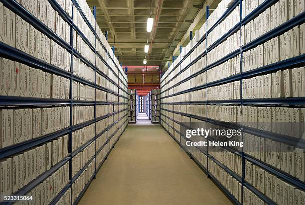 documents archived in warehouse - archival stock-fotos und bilder